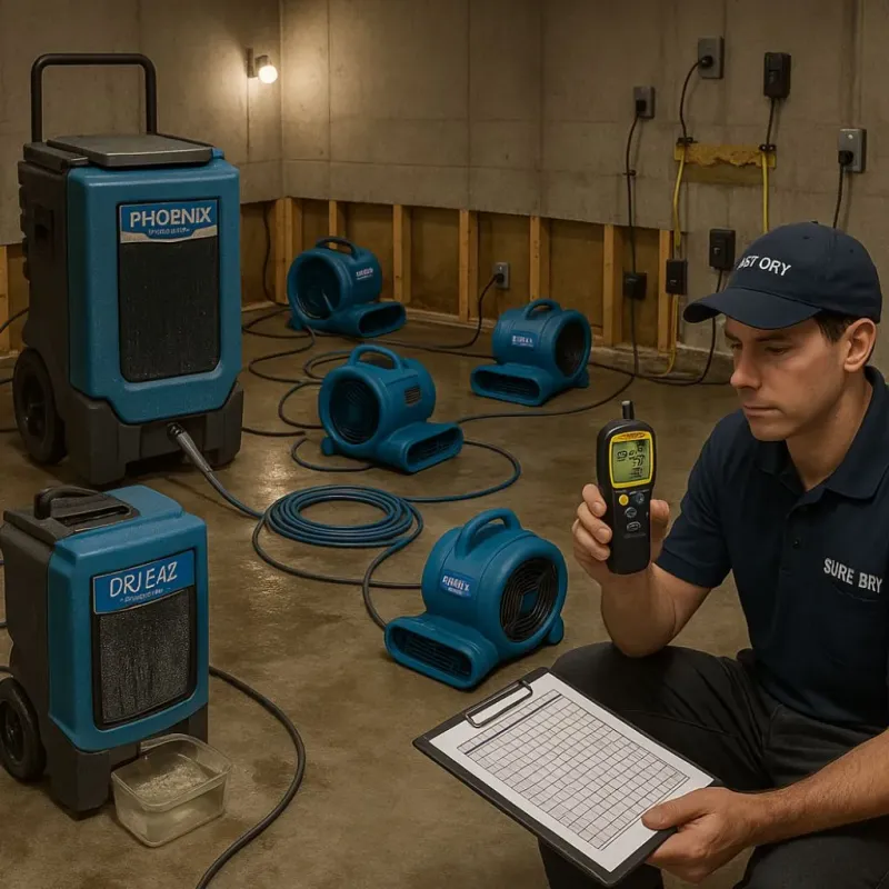 Structural Drying and Dehumidification process in Grimsley, TN